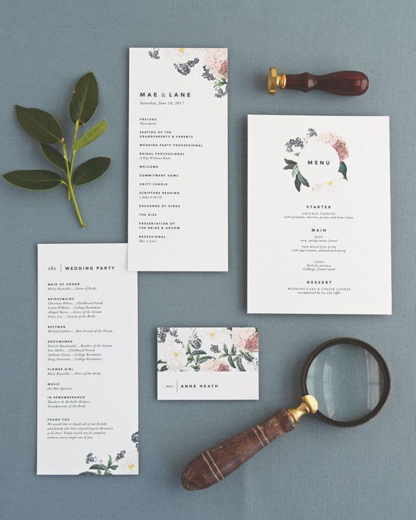 wedding program card