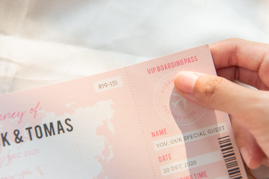 การ์ดแต่งงานBoarding Pass ลูกเล่นการ์ดแต่งงาน การ์ดแต่งงาน การ์ด การ์ดเชิญ