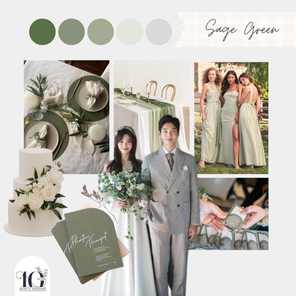 Sage Green ธีมสีงานแต่ง 2024 ธีมสีงานแต่ง เทรนด์สี แต่งงาน2567 แต่งงาน 2024