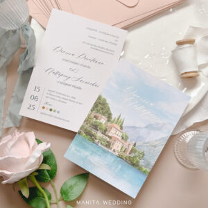 การ์ดแต่งงาน การ์ดแต่งงานภาพวาดระบายสีน้ำ SET-25 C