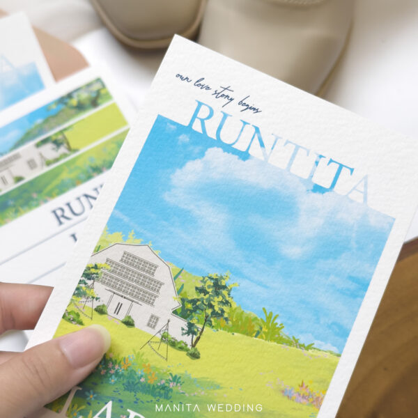 การ์ดแต่งงาน การ์ดแต่งงานภาพวาดระบายสีน้ำ Set-25 D