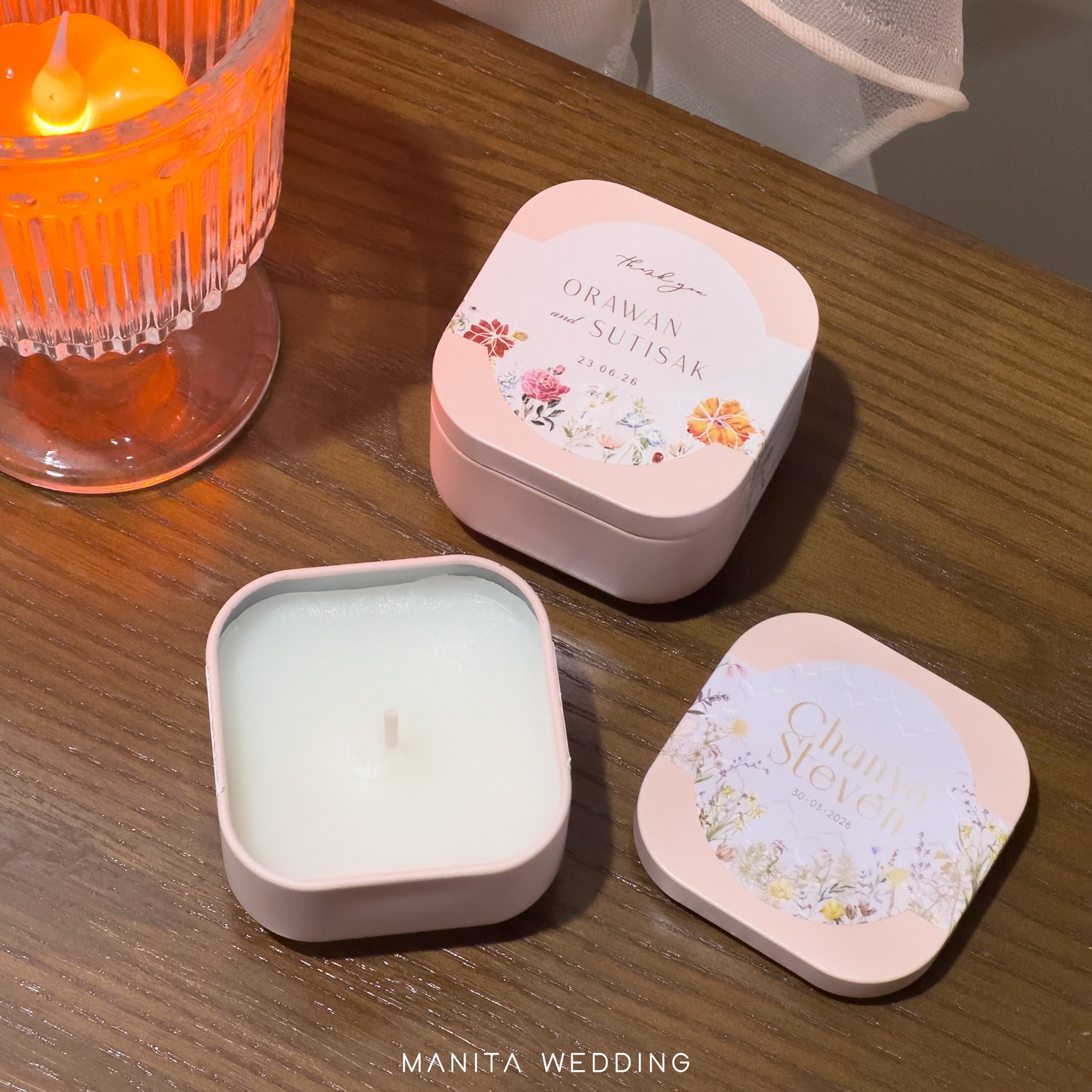 เทียนหอมตลับชมพู