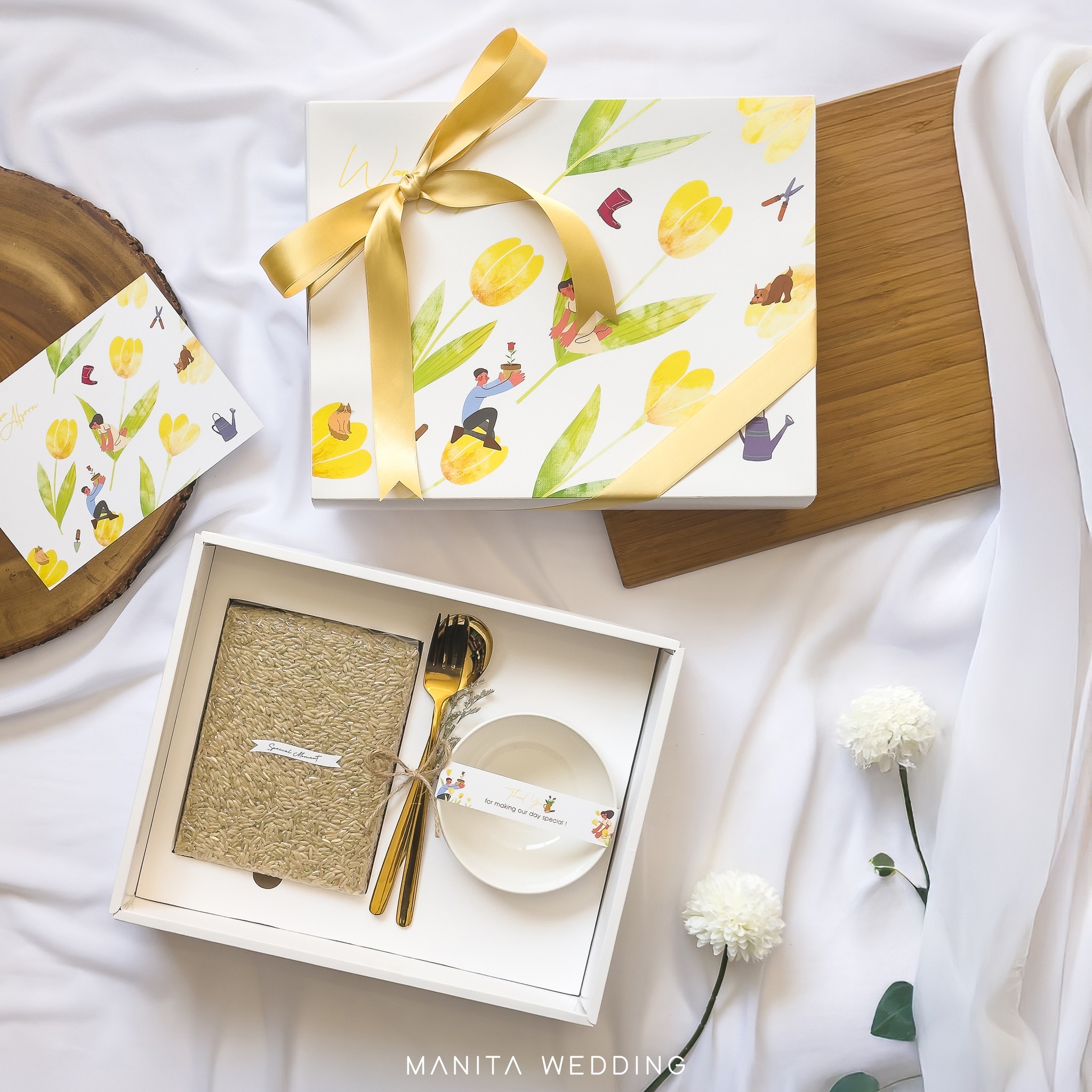 ของรับไหว้ เซต L ชาม ช้อนส้อมเกาหลีและข้าวกล้อง