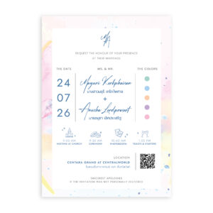 การ์ดแต่งงาน การ์ดแต่งงานภาพวาดระบายสีน้ำ R25-016